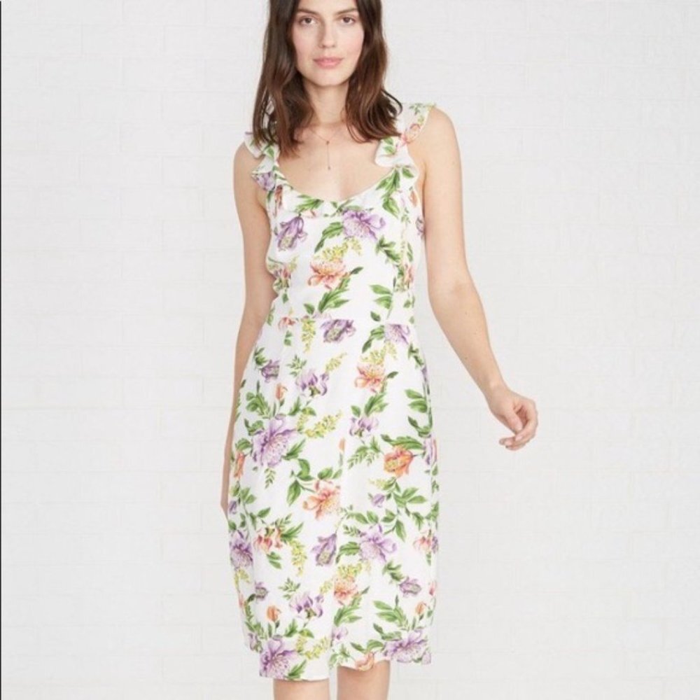 Amour Vert Floral 100% Silk Summer Spring Dress Sz Small